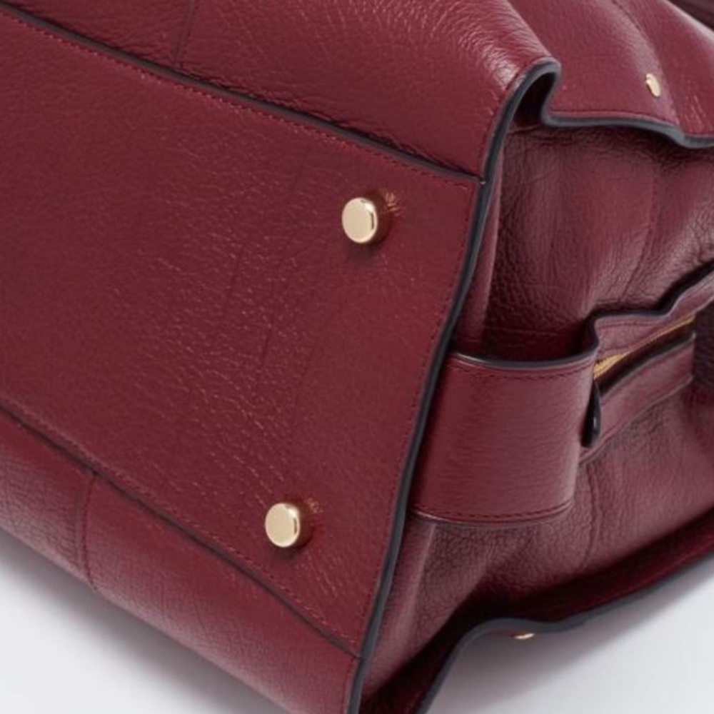 Coach Bag Mercer 35 Pebbled Leather Satchel in Burgundy - Picture 8 of 9